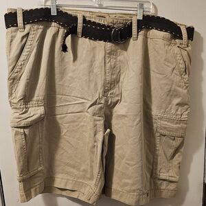 The Foundry  British Khaki Cargo Shorts With Belt 100% Cotton Men's Size 50 NWT